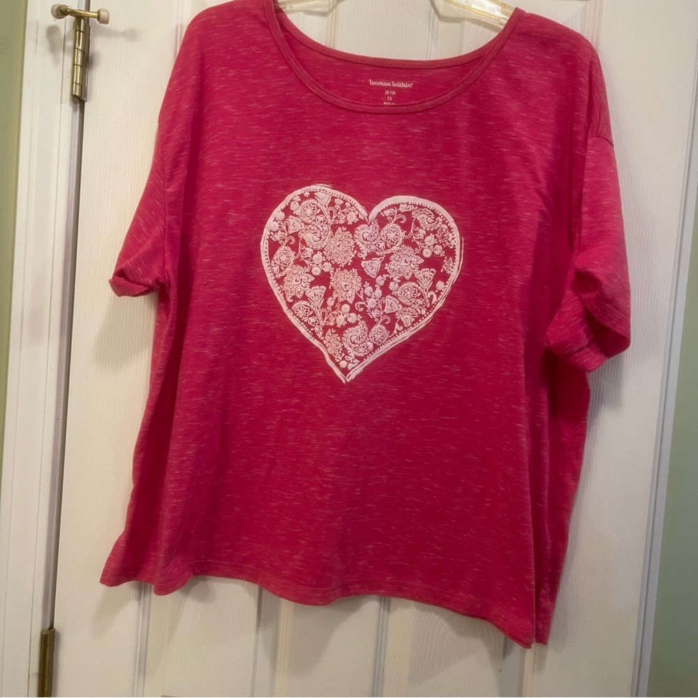 Woman Within Pink Flecked T-Shirt.  (80)